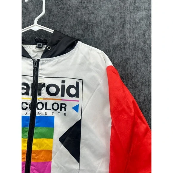 Polaroid Windbreaker Jacket Men Medium Multicolor Supercolor Hooded Drawcord Hem - Picture 7 of 16